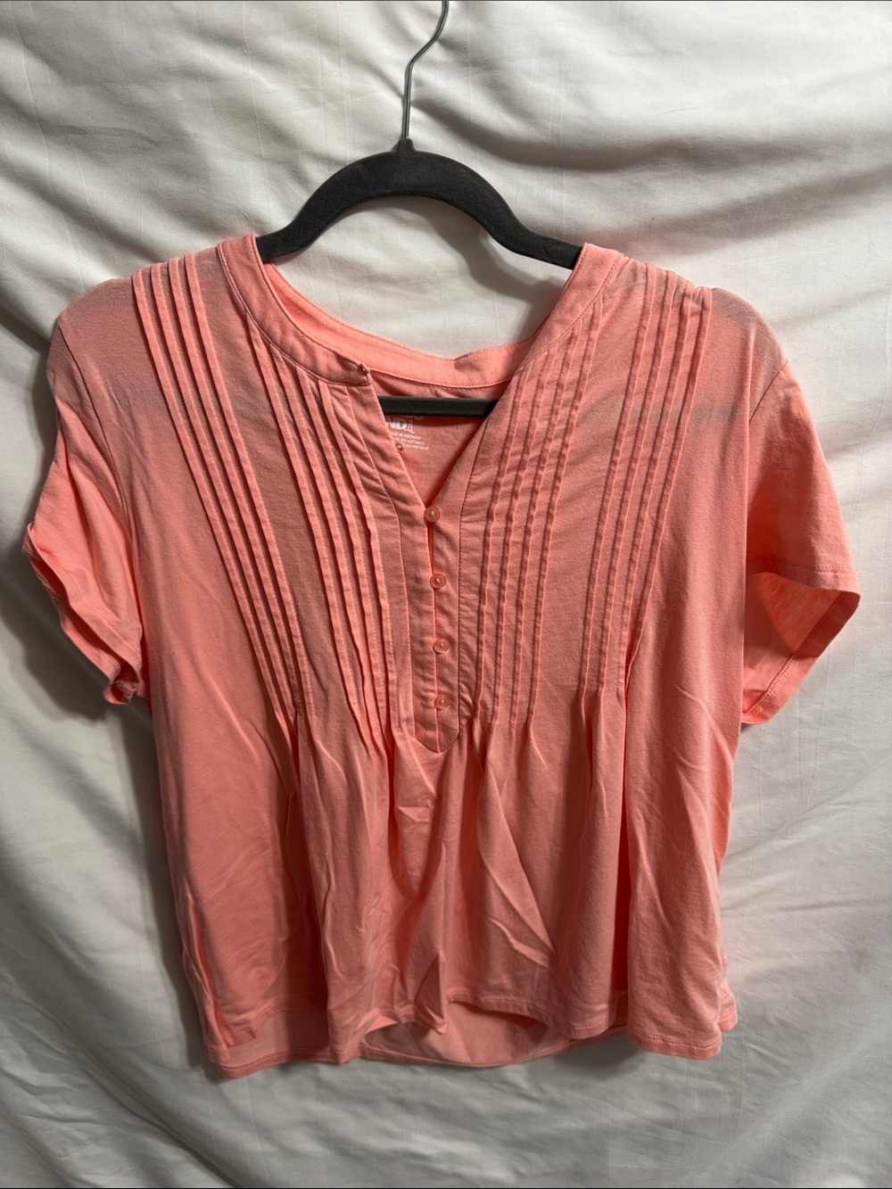Lands' End Coral Pintuck Button-Front Blouse